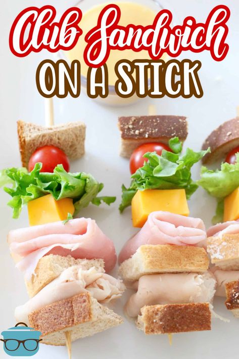 Mini Sub Sandwiches, Sandwich On A Stick, Paddock Ideas, Salad On A Stick, Clubhouse Sandwich, Italian Subs, Potluck Ideas, Italian Sub, Country Cook