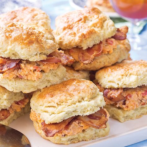 pp5 Pimento Cheese And Bacon Sandwich, Pimento Cheese Breakfast Sandwich, Bacon Biscuit Sandwich, Pimento Cheese Biscuits, Biscuit Sandwiches, Porch Party, Pimiento Cheese, Biscuit Sandwich, Paula Deen Recipes