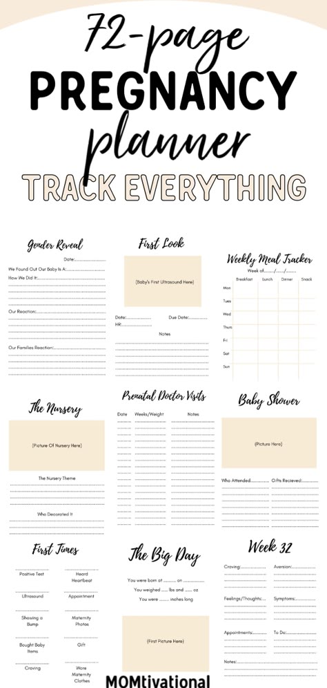 A 72-Page Printable Pregnancy Planner for Expecting Moms. There are so many things to do in the weeks leading up to the arrival of your little one. #pregnancy #printable #planner New Mom Journal Ideas, Baby Planning Timeline, Pregnancy Timeline To Do List, Bullet Journal Pregnancy, Pregnancy Diary Ideas, Pregnancy Journal Diy, Pregnancy Bullet Journal, Pregnancy Journal Ideas, Pregnancy Crafts