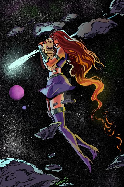 Starfire and Silky by nickcaponi.deviantart.com on @DeviantArt Starfire Wallpaper, Starfire Realistic Art, Starfire Original, Comic Book Starfire, Starfire Night Begins To Shine, Starfire 80s Fanart, Starfire Dc, Starfire And Raven, Teen Titans Starfire