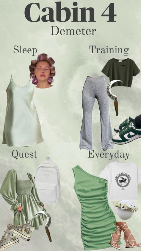 #cabin4 #demeter #outfit #percyjackson Demeter Outfit, Demeter Cabin, Cabin Outfit, Godly Mother, Percy Jackson Cabins, Percy Jackson Outfits, Acting Auditions, Half Blood, Camp Half Blood