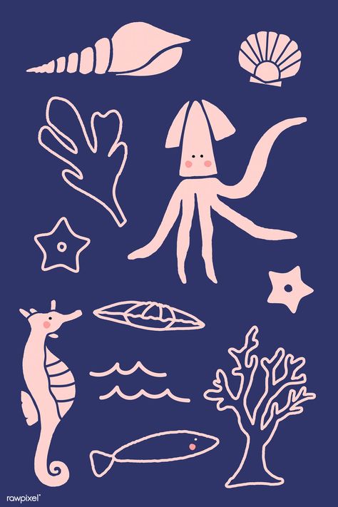 Anchor Illustration, Octopus Graphic, Octopus Illustration, Web Design Resources, Cute Octopus, Underwater Animals, Hippie Painting, Free Hand Drawing, Underwater Creatures