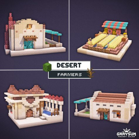 Desert houses design for Minecraft Villages.

Download my builds on Patreon ! Minecraft Building Ideas Dessert, Dessert Village Minecraft, Desert Castle Minecraft, Minecraft Houses Desert, Desert Village Minecraft, Minecraft Village Revamp, Base Refrences, Minecraft Desert City, Minecraft Desert Village