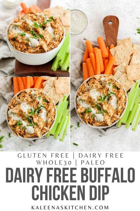 Primal Kitchen Buffalo Chicken, Dairy Free Buffalo Chicken Dip, Dairy Free Buffalo Chicken, Dip Dairy Free, Easy Dairy Free Recipes, Paleo Buffalo Chicken, Whole30 Snacks, Healthy Buffalo Chicken Dip, Whole30 Lunch