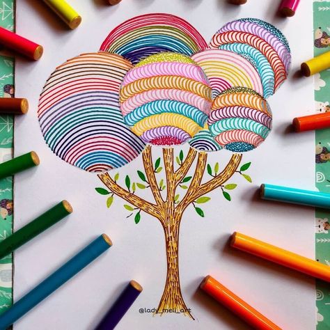 Inspired Drawings, Lollipop Tree, Arte Doodle, Easy Mandala Drawing, Pen Art Drawings, Geometric Design Art, Girl Drawing Sketches, Preschool Writing, Cool Pencil Drawings