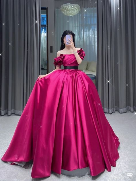 Hot Pink Ball Gown, Hot Pink Prom, Ball Gowns Fantasy, Pageant Evening Gowns, Hot Pink Prom Dress, Fairytale Gown, Pink Ball Gown, Ethereal Dress, Asian Wedding Dress