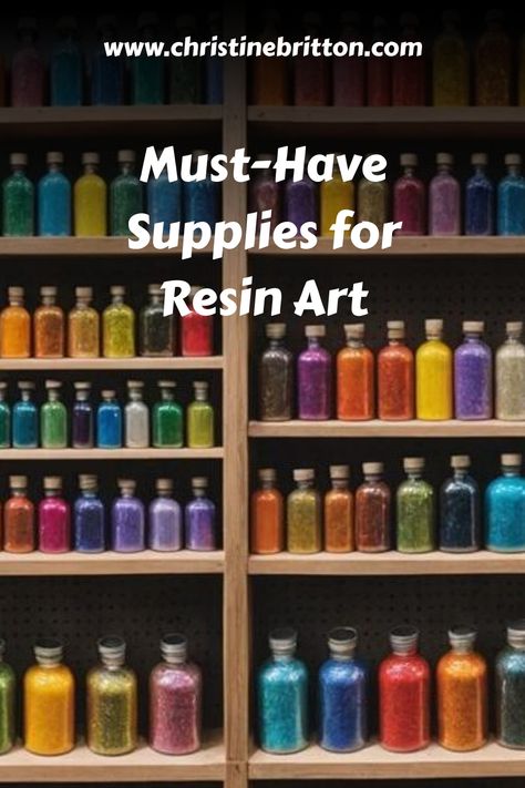 Colorful bottles of glitter and pigments on shelves for resin art supplies. Resin Art Materials, Resin Art To Sell, Art To Sell, Resin Art Supplies, Art Skills, Resin Kit, Essential Tools, Art Kits, Abstract Painting Acrylic