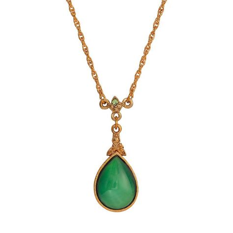 Add a pop of color to your wardrobe with this beautifully designed 1928 green moonstone glass teardrop pendant necklace. Click on this JEWELRY & WATCHES GUIDE to learn about fit, styles, materials and more! Add a pop of color to your wardrobe with this beautifully designed 1928 green moonstone glass teardrop pendant necklace. Click on this JEWELRY & WATCHES GUIDE to learn about fit, styles, materials and more! FEATURES Pendant length: 1.6"L x 0.6"W Chain length: 18 in. Clasp: lobster-claw Metal: alloy Material: glass Plating: gold tone Finish: polished Nickel safe Size: One Size. Gender: female. Age Group: adult. Green Moonstone, Teardrop Pendant, Chain Lengths, Polished Nickel, Lobster Claw, Chain Length, Womens Jewelry Necklace, Moonstone, Gender Female