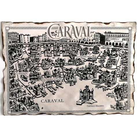 ✨Map of Caraval✨ CR- CARAVAL🎪 (pg no. 139) Scarlett and Donatella Dragna's journey from the mundane to the magical begins with their escape from the oppressive clutches of their father on the Isle of Trisda. Raised on stories of the enchanting Caraval, a game of mystery and wonder, hosted annually by the elusive Master Legend, the sisters have longed to experience its magic firsthand. Their adventure gains momentum when Scarlett's persistent letters to Legend finally yield an invitation, not ... Caraval Series Aesthetic, Caraval Ticket, Caraval Book Cover, Scarlett And Donatella, Caraval Book Aesthetic, Caraval Scarlett, Book Maps, Caraval Series, Caraval Book