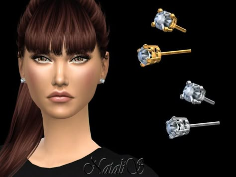 NataliS_4 prong basket stud earrings Sims 4 Piercings, Sims4 Clothes, Sims 4 Collections, Sims 4 Cas, Sims 4 Game, Sims Community, Sims 4 Cc Finds, Tiny Stud Earrings, Sims 4 Clothing