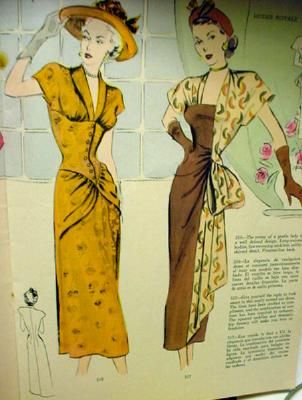 Old Fashion Magazine, Swag Dress, 40's Fashion, Patron Vintage, Fashion 1940s, 1940's Fashion, Fashion Illustration Vintage, 1940s Style, Vintage Dress Patterns