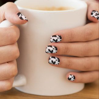 Nail Design Glitter, Cow Nails, Cow Spots, Spot Design, Minx Nails, Animal Print Pattern, Her Nails, White Nail Art, Animal Print Nails