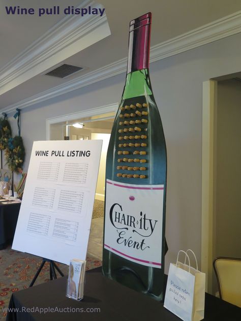 Re-usable wine pull display for the gala auction | Wine pull, Auction ... Wine Pull Display, Auction Basket Ideas, Silent Auction Display, Silent Auction Fundraiser, Wine Pull, Tricky Tray, Fundraiser Baskets, Fundraising Games, Silent Auction Baskets