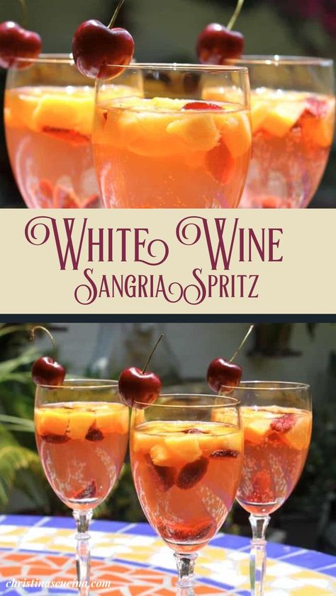 Spring Sangria Recipes White Wines, Cherry Sangria Recipes, White Sangria Recipe For A Crowd, Wine Spritzer Cocktails, Sauvignon Blanc Sangria, White Zinfandel Sangria, Homemade Lemoncello, Pinot Grigio Sangria, White Wine Spritzer Recipe