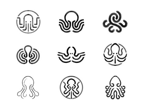 Octopus Logo Design, Kraken Logo, Monoline Logo, Modern Primitive, Octopus Tattoo Design, Octopus Tattoos, Logo Sketches, Octopus Design, Octopus Tattoo