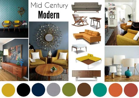 7 Mid-Century Modern Interiors We Love Interior Mood Board, Glass Railings, Mid Century Modern Interior Design, House Green, Interior Design Minimalist, Mid Century Modern Colors, Mid Century Colors, Mid Century Living, Mid Century Modern Living