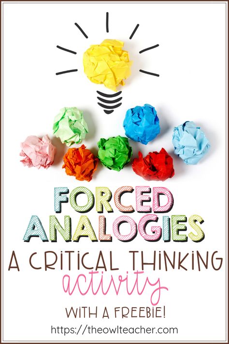 This critical thinking activity is all about getting your students to think deeper and to synthesize in your elementary classrooms! Students will love this engaging activity! Critical Thinking Activities High School, Analogies Activities, Creative Thinking Activities, University Application, Logic And Critical Thinking, College Essay Examples, Teaching Critical Thinking, Thinking Games, Application Essay