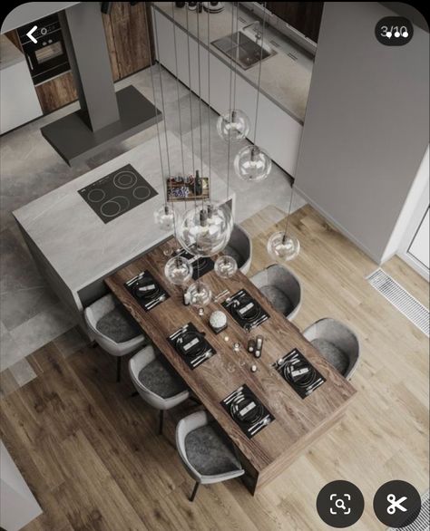 Kitchen Island Dining Table, Modern Kitchen Design Grey, Desain Pantry, Interior Design Per La Casa, Modern Kitchen Interiors, Kitchen Design Modern White, Kitchen Interior Design Decor, Kitchen Interior Design Modern, Kitchen Design Plans