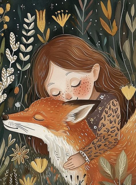 Fall Illustration Art, Fox Illustration Art, Cozy Illustration, Whimsical Art Paintings, Fox Painting, Dreamy Artwork, Autumn Illustration, Fox Illustration, Fox Art