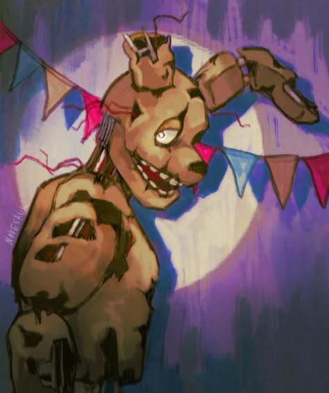 springtrap Fnaf Art Springtrap, Springtrap Art, Scary Bunny, Bonnie Fanart, Unreliable Narrator, Horror Fanart, Any Pronouns, Fnaf Fanart, Fnaf Movie