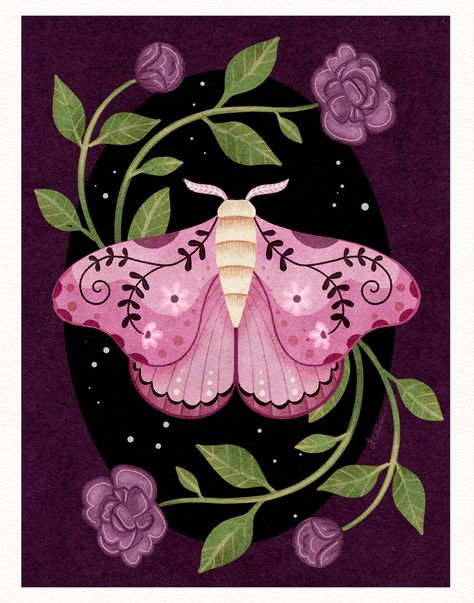 Moth Painting Ideas, Moth Painting Acrylic Easy, Therian Room, Moth Painting Acrylic, Goth Embroidery, Moth Artwork, Moth Painting, Butterfly Acrylic Painting, Pink Moth