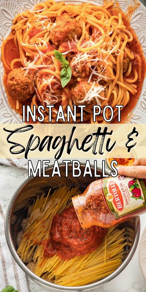 Instant Pot Spaghetti Recipes, Spaghetti Recipes Instant Pot, Meatball Dinner Ideas Instant Pot, Instant Pot Recipes Meatballs, Quick And Easy Instant Pot Recipes, Instant Pot Meatballs And Sauce, Spaghetti In Instant Pot, One Pot Spaghetti And Meatballs, Instant Spaghetti