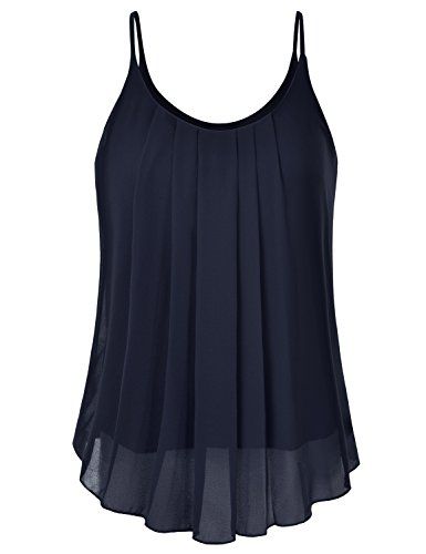 Chiffon Cami Tops, Layered Cami, Backless Tank Top, Flowy Shirt, Pleated Chiffon, Tank Top Cami, Cami Tanks, Ladies Tops Fashion, Sleeveless Tank Top