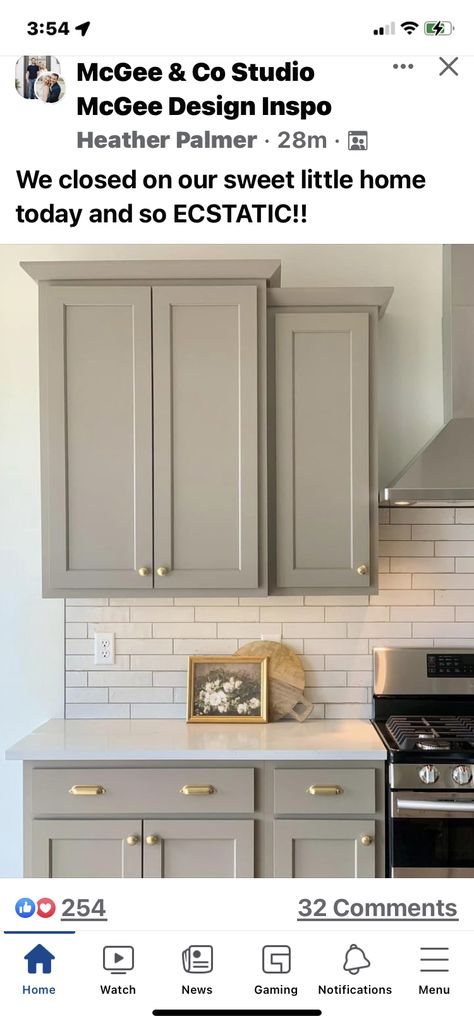 Warm Grey Kitchen, Neutral Cabinets, Greige Kitchen, Cabinets Colors, Moms Kitchen, Painted Kitchen Cabinets Colors, Farmhouse Remodel, Painted Kitchen, Grey Kitchen Cabinets