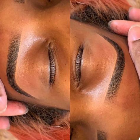 Threaded Eyebrows Black Women, Black Woman Eyebrows, Brow Tint Black Women, Eyebrow Shaping Black Women, Tinted Brows Black Women, Ombre Brows Black Women, Brow Tint Aesthetic, Microblading Eyebrows Black Women, Eyebrow Tinting Black Women