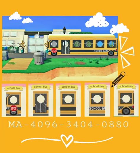 Acnh Bus Stop Code, Acnh School, Acnh Standee, Acnh Bus Stop, Acnh Kidcore City Codes, Record Store Animal Crossing, Acnh Kidcore, Coding School, Standee Design