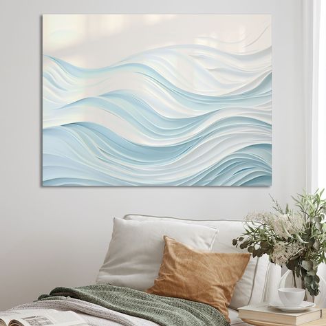 Blue Walls Living Room, Abstract Wall Art Living Room, Marble Wall Decor, Wave Wall Art, Canvas Wall Art Living Room, Blue Wall Art, Art Living Room, Art Blue, Picture Frame Wall