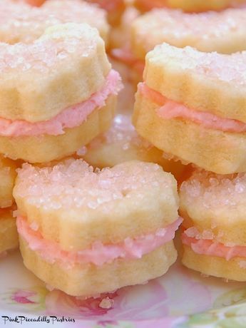 Today I'm revisiting a recipe that I blogged about almost 3 years ago -  Cream Wafers!   I can't believe it's been so long   since I ma... High Tea Desserts, Tea Party Sweets, Dainty Desserts, Cream Wafers, Small Sandwiches, Lemon Tartlets, Meltaway Cookies, Valentine Tea, Raspberry Cream