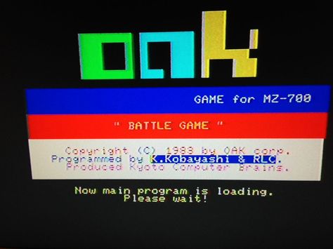 Loading screen of "Battle Game" on Sharp MZ-700 Computer Loading Screen, Ts4cc Loading Screen, Game Card Loading Format, Jumpstart Computer Games, Pc 98 Games, Loading Screen, Battle Games, Computer Games, Gaming Computer