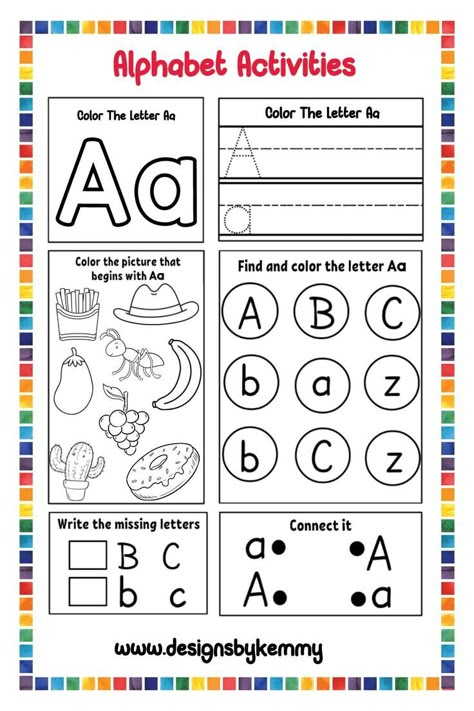 Preschool Alphabet Printables Preschool Printables Free, Alphabet Games For Kindergarten, Preschool Curriculum Free, Preschool Worksheets Free Printables, Free Worksheets For Kids, Alphabet Worksheets Kindergarten, Homeschool Preschool Activities, Abc Printables, Alphabet Worksheets Preschool