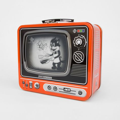 TV Lunch Box : With super lenticular animation technology! Enjoy Your Lunch, Animated Cat, Lenticular Printing, Tin Lunch Boxes, Cardboard Cartons, Vintage Lunch Boxes, Lunch Food, Tv Set, Cat And Mouse