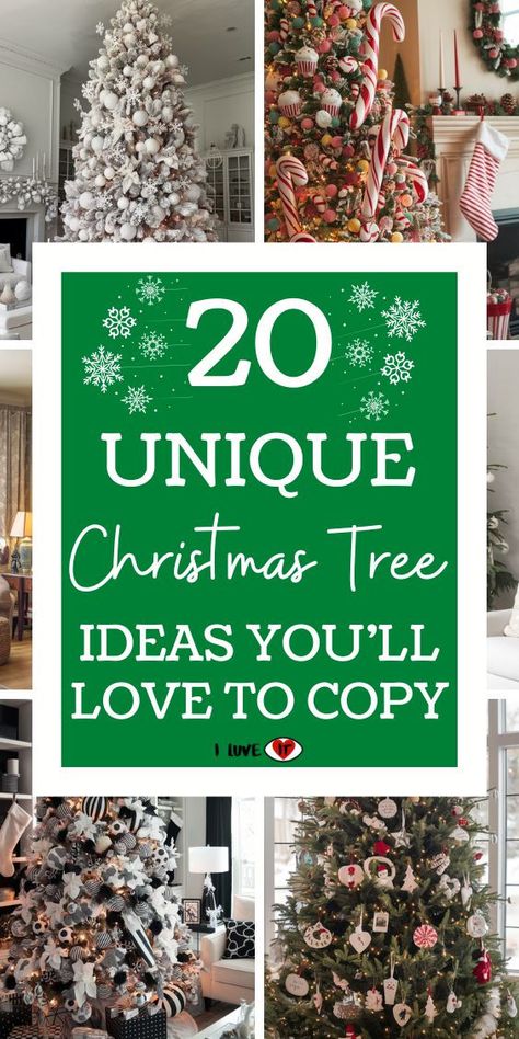 christmas tree ideas Christmas Tree Without Ornaments, Beautiful Christmas Trees Decorated, Unique Christmas Trees Themes, Unique Christmas Tree Ideas, Creative Christmas Tree Ideas, Woodland Aesthetic, Cheap Christmas Trees, Different Christmas Trees, Diy Christmas Trees