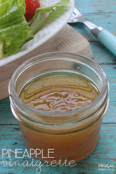 Pineapple Vinaigrette Salad Dressing on Frugal Coupon Living Salad Dressing Recipes Vinaigrette, Diy Salad Dressing, Pineapple Salad, Healthy Dressing, Salad Dressing Recipes Healthy, Easy Salad Dressing, Vinaigrette Salad, Salad Dressing Recipe, Vinaigrette Recipe