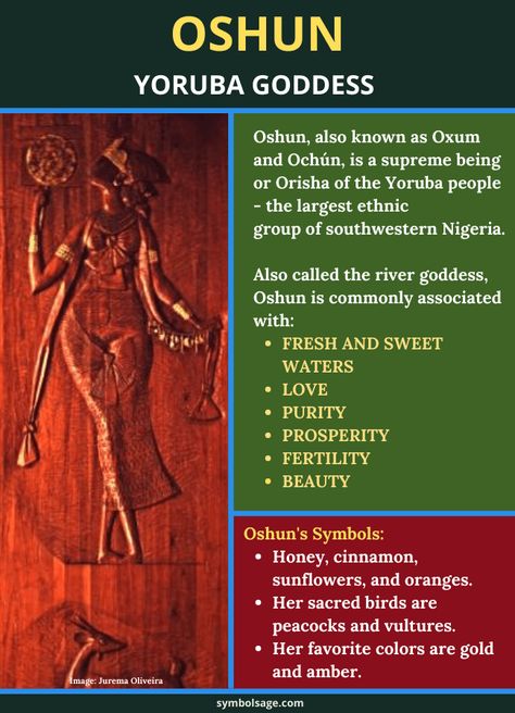 African Orishas Deities, Oshun Goddess Art, Yoruba Orishas Deities, Goddesses Of Love, Osun Orisha Goddesses, Oshun Symbol, The Orishas, African Dieties, African Gods And Goddesses