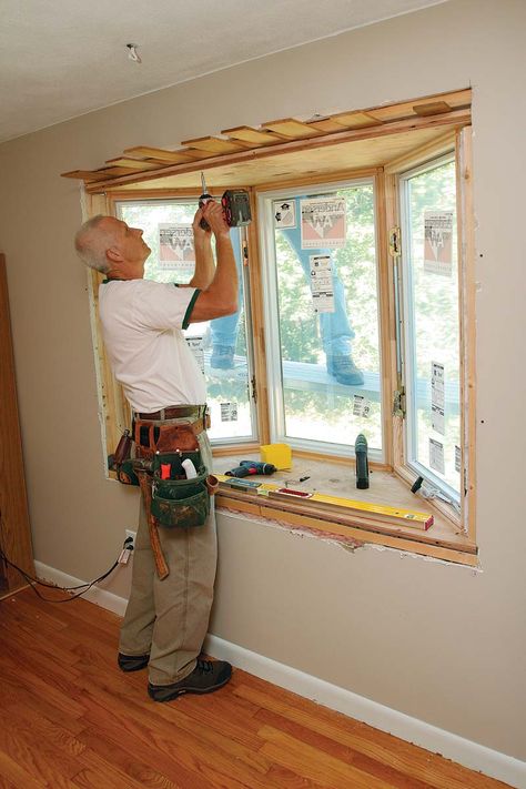 Bay Window Construction, Bay Windows Ideas, Bay Window Kitchen, Bay Window Installation, Bump Out Window, Diy Bay Window, Bay Window Exterior, Bay Window Ideas, Kitchens Traditional