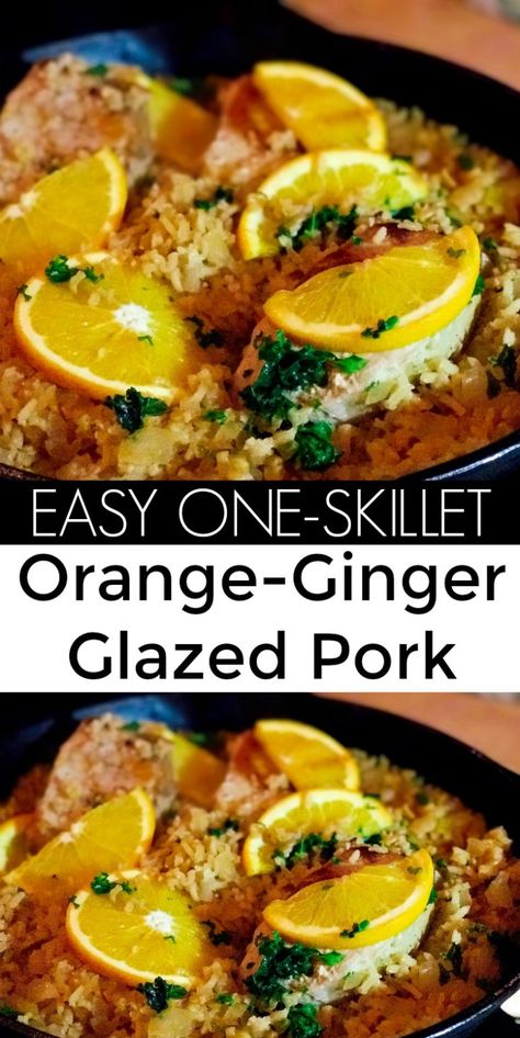 Classic One-Skillet Orange and Ginger Glazed Pork Chops with Kale | 31Daily.com Recipe Pork Chops, Orange Pork, Ginger Glaze, 31 Daily, Healthy Hacks, Recipe Pork, Ginger Pork, Pork Chop Recipes Baked, Glazed Pork Chops