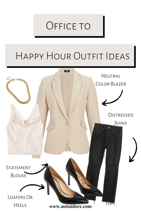 From Office to Happy Hour: Effortless Outfit Ideas for After-Work Activities — Autum Love From Work To Night Out Outfit, Office To Drinks Outfit, Work To Evening Outfit Ideas, Work Happy Hour Outfit Fall, Office To Happy Hour Outfit, Work To Evening Outfit, Happy Hour Work Outfit, Day To Night Work Outfit, Afterwork Drinks Outfit