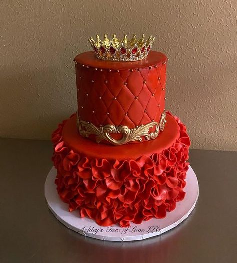 @ashleystiersoflovellc on Instagram: "#redcake #ruffles #princess #princesscake #sweet16 #ashleystiersoflove" Red Theme Cake, Red Cake Birthday, Red Cake Ideas, Birthday Cake Red, Red Birthday Decorations, Red Cake Designs Birthday, Red Sweet 16, Red Birthday, Red Birthday Cake