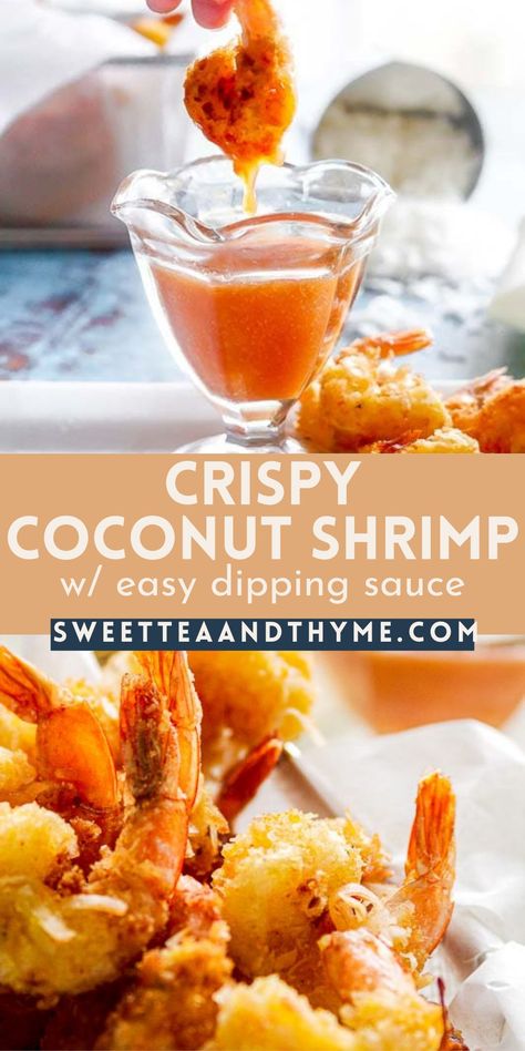 Crowd-pleasing coconut shrimp are crispy little bites of golden-brown deep-fried goodness with juicy jumbo shrimp inside. This recipe is super easy, quick to whip up, and served with a tangy, sweet, and savory coconut shrimp sauce that everyone loves. #coconutshrimpdippingsauce #sidedishideas #coconutshrimp #coconutshrimpsauce Coconut Shrimp Dipping Sauce, Shrimp Sauce Recipes, Coconut Shrimp Sauce, Shrimp Dipping Sauce, Coconut Shrimp Recipes, Mustard Dipping Sauce, Shrimp Sauce, Dip Sauce, Shellfish Recipes