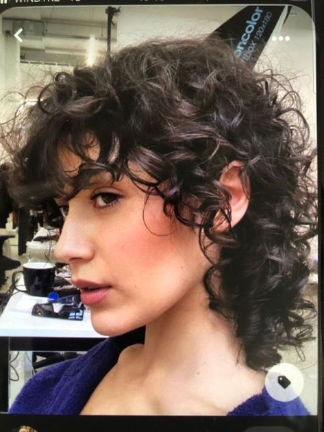 Fem Mullet Curly, Curly Shag Pixie Haircut, Short Curly Hair Mullet Woman, Shaggy Short Hair Curly, Curly Short Shag Haircut, Wolf Cut Short Curly Hair, Short Shag Curly Hair, Short Curly Shag Haircut, Short Curly Wolf Cut