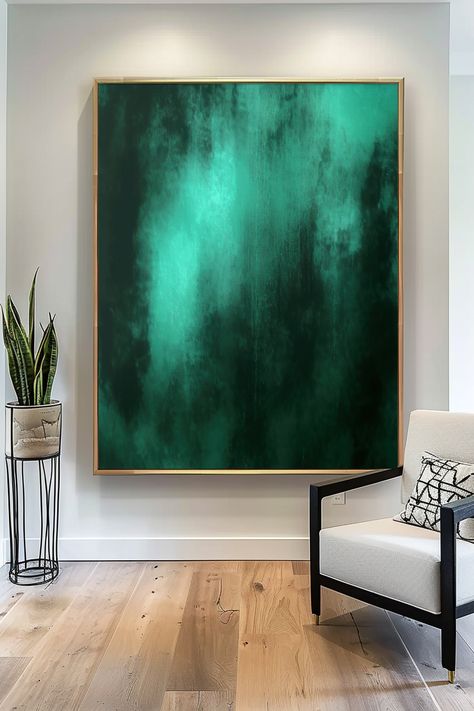 Emerald green abstract original handmade painting with ethereal textures and deep tones creating a mesmerizing effect Green Abstract Painting, Gold Abstract Painting, Nature Inspired Decor, Green Wall Art, Green Abstract, Abstract Painting Acrylic, Rich Textures, Green Gold, Green And Gold