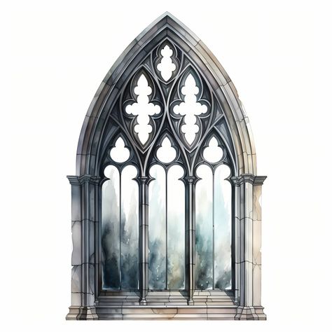 Gothic Arch Window, Gothic Cathedral Window, Gothic Windows Drawing, Gothic Windows Tattoo, Gothic Church Window, Fancy Window, Ornate Window, Unique Windows, Gothic Clipart