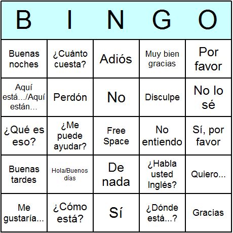 Spanish Bingo Free Printable, Class Bingo, Ice Breaker Bingo, Hello In Spanish, Common Spanish Phrases, Bingo Card Generator, Tutoring Ideas, Spanish Learning Activities, Bingo Card Template