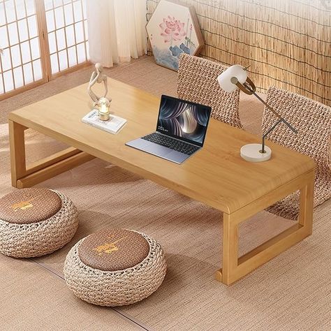 Amazon.com: rzoizwko Japanese Floor Table Tea Table Low Coffee Table Bamboo Versatile Folding Design for Tatami Home,Office,Living Room (Original Wood Color, 47.24" Dx 19.68" W x11.8 H) : Home & Kitchen Japanese Floor Table, Tatami Table, Zen Furniture, Floor Desk, Japanese Table, Bright Room, Low Coffee Table, Home Office Living Room, Bright Rooms