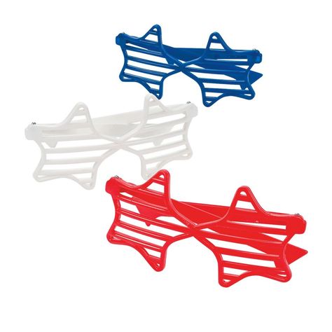 Shutter Sunglasses, July Birthday Party, Shutter Glasses, Star Glasses, Shutter Shades, Football Party Supplies, Patriotic Tattoos, Novelty Sunglasses, Plastic Sunglasses