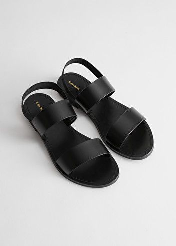 Slingback Strappy Leather Sandals - Black - Flats - & Other Stories Black Shoe Cabinet, Kasut Pengantin, Black Shoe Rack, Black Sandals Flat, Strappy Leather Sandals, Cabinet Black, Black Strappy Sandals, Black Shoe, Sandals Outfit